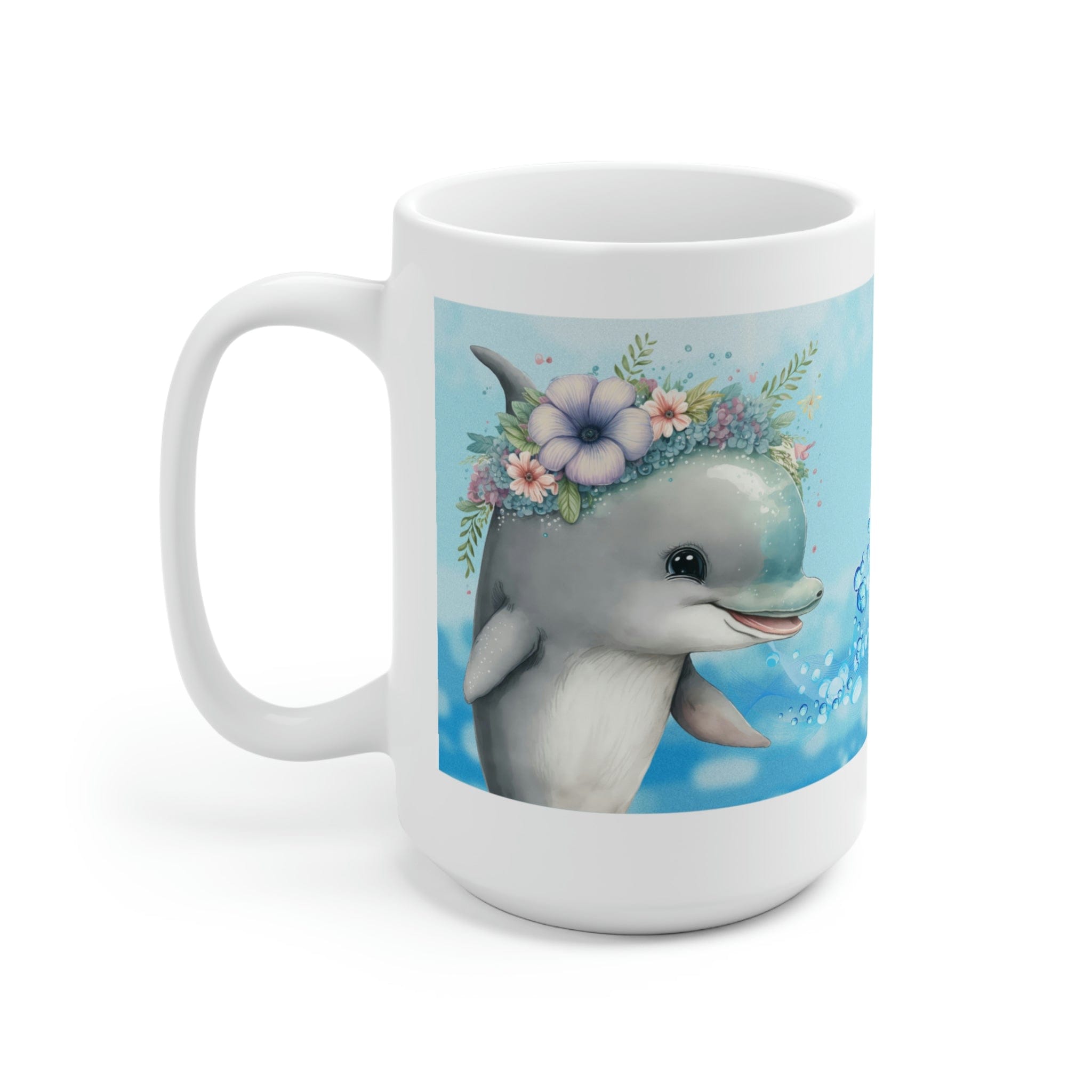 Printify Mug 15oz Coffee Mug, Dolphin Coffee Mug, Dolphin Gift, Ocean Mug, Birthday Gift, Animal Mug, White 15 oz Ceramic, Gift for Her, Free Shipping 27413227922734067666